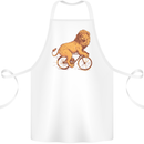Cycling A Lion Riding a Bicycle Cotton Apron 100% Organic White