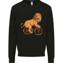 Cycling A Lion Riding a Bicycle Kids Sweatshirt Jumper Black