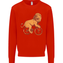 Cycling A Lion Riding a Bicycle Kids Sweatshirt Jumper Bright Red