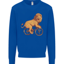 Cycling A Lion Riding a Bicycle Kids Sweatshirt Jumper Royal Blue