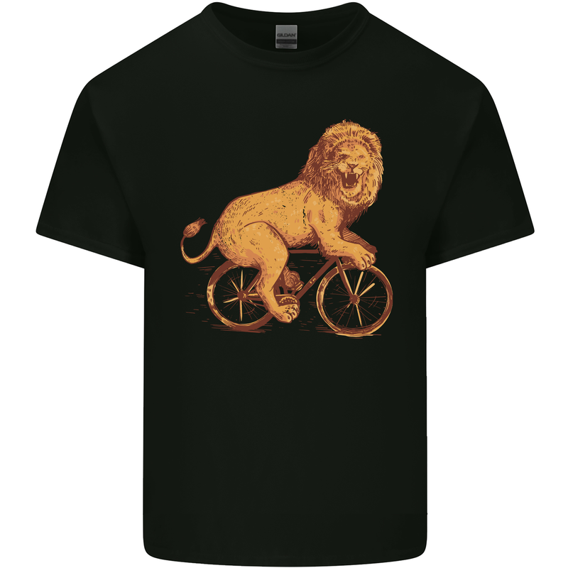 Cycling A Lion Riding a Bicycle Kids T-Shirt Childrens Black