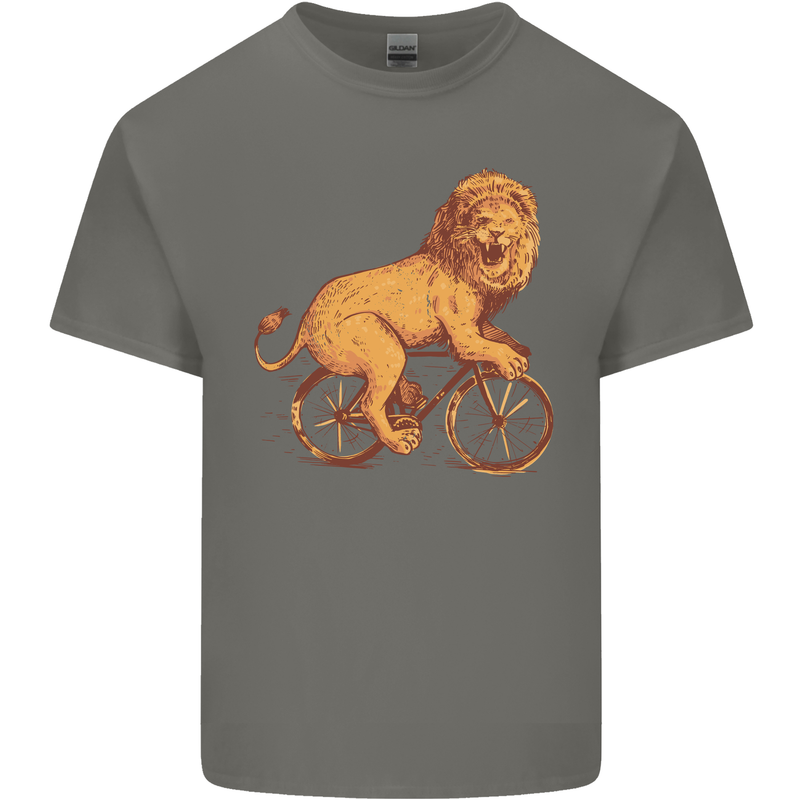 Cycling A Lion Riding a Bicycle Kids T-Shirt Childrens Charcoal