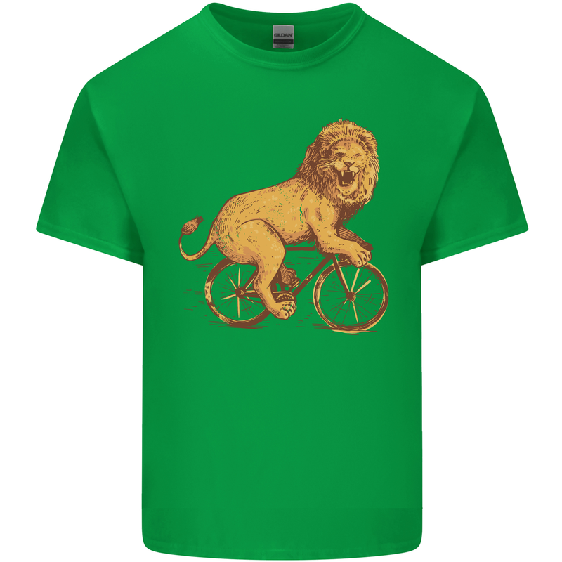 Cycling A Lion Riding a Bicycle Kids T-Shirt Childrens Irish Green
