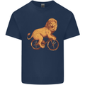 Cycling A Lion Riding a Bicycle Kids T-Shirt Childrens Navy Blue