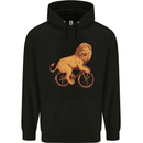 Cycling A Lion Riding a Bicycle Mens 80% Cotton Hoodie Black