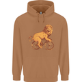 Cycling A Lion Riding a Bicycle Mens 80% Cotton Hoodie Caramel Latte