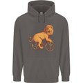 Cycling A Lion Riding a Bicycle Mens 80% Cotton Hoodie Charcoal
