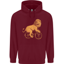 Cycling A Lion Riding a Bicycle Mens 80% Cotton Hoodie Maroon