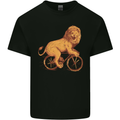 Cycling A Lion Riding a Bicycle Mens Cotton T-Shirt Tee Top Black