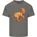 Cycling A Lion Riding a Bicycle Mens Cotton T-Shirt Tee Top Charcoal