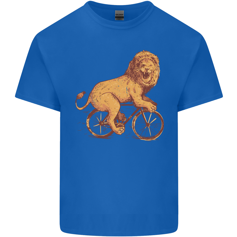 Cycling A Lion Riding a Bicycle Mens Cotton T-Shirt Tee Top Royal Blue