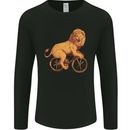 Cycling A Lion Riding a Bicycle Mens Long Sleeve T-Shirt Black