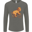 Cycling A Lion Riding a Bicycle Mens Long Sleeve T-Shirt Charcoal