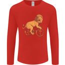 Cycling A Lion Riding a Bicycle Mens Long Sleeve T-Shirt Red