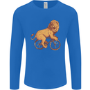 Cycling A Lion Riding a Bicycle Mens Long Sleeve T-Shirt Royal Blue