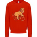 Cycling A Lion Riding a Bicycle Mens Sweatshirt Jumper Bright Red