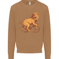 Cycling A Lion Riding a Bicycle Mens Sweatshirt Jumper Caramel Latte