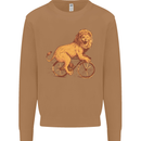Cycling A Lion Riding a Bicycle Mens Sweatshirt Jumper Caramel Latte