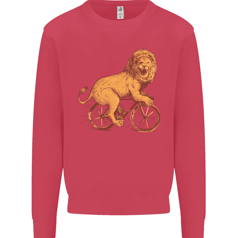 Cycling A Lion Riding a Bicycle Mens Sweatshirt Jumper Heliconia