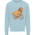 Cycling A Lion Riding a Bicycle Mens Sweatshirt Jumper Light Blue