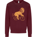Cycling A Lion Riding a Bicycle Mens Sweatshirt Jumper Maroon