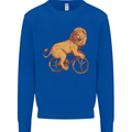 Cycling A Lion Riding a Bicycle Mens Sweatshirt Jumper Royal Blue