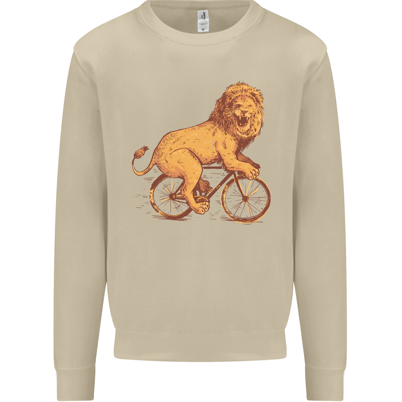 Cycling A Lion Riding a Bicycle Mens Sweatshirt Jumper Sand