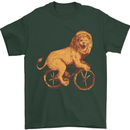 Cycling A Lion Riding a Bicycle Mens T-Shirt Cotton Gildan Forest Green