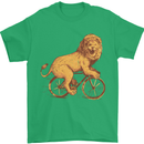 Cycling A Lion Riding a Bicycle Mens T-Shirt Cotton Gildan Irish Green