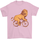 Cycling A Lion Riding a Bicycle Mens T-Shirt Cotton Gildan Light Pink