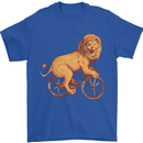Cycling A Lion Riding a Bicycle Mens T-Shirt Cotton Gildan Royal Blue