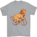 Cycling A Lion Riding a Bicycle Mens T-Shirt Cotton Gildan Sports Grey