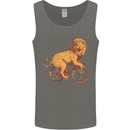 Cycling A Lion Riding a Bicycle Mens Vest Tank Top Charcoal