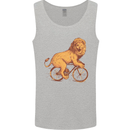 Cycling A Lion Riding a Bicycle Mens Vest Tank Top Sports Grey
