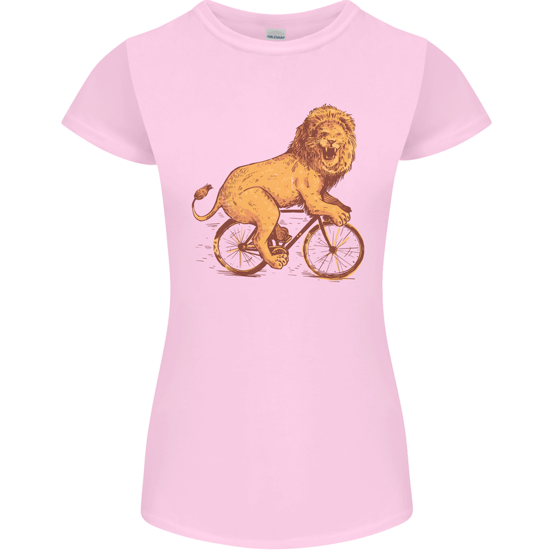 Cycling A Lion Riding a Bicycle Womens Petite Cut T-Shirt Light Pink