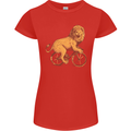 Cycling A Lion Riding a Bicycle Womens Petite Cut T-Shirt Red