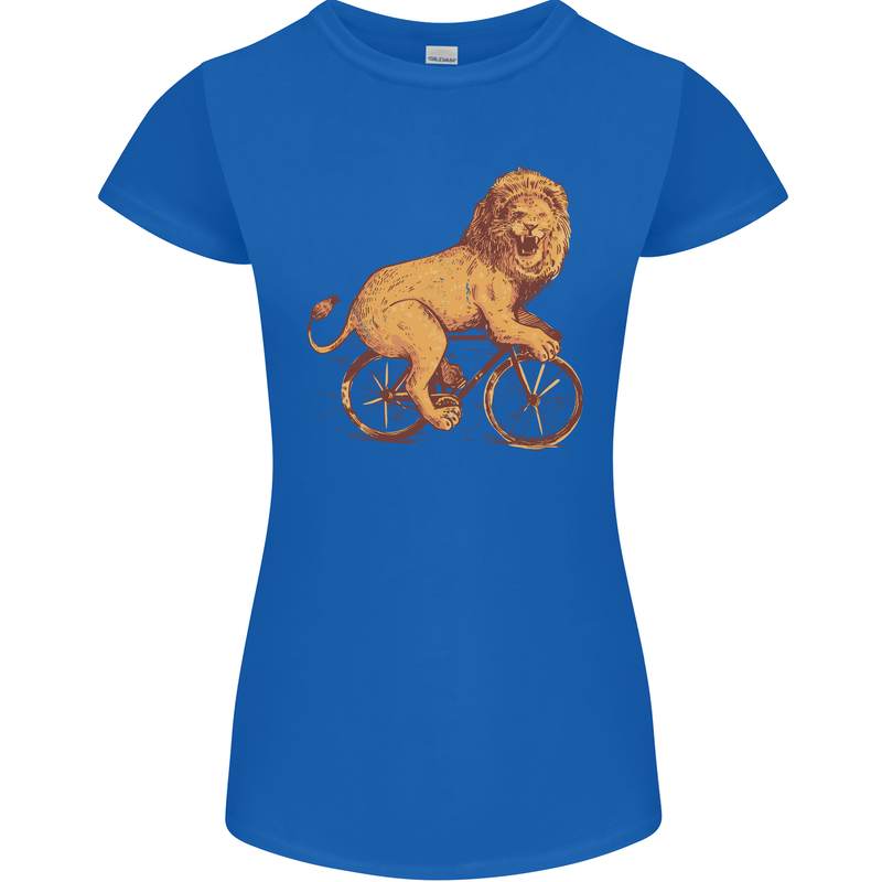 Cycling A Lion Riding a Bicycle Womens Petite Cut T-Shirt Royal Blue