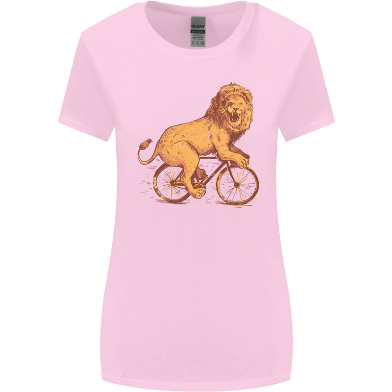Cycling A Lion Riding a Bicycle Womens Wider Cut T-Shirt Light Pink