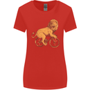 Cycling A Lion Riding a Bicycle Womens Wider Cut T-Shirt Red