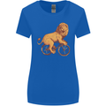 Cycling A Lion Riding a Bicycle Womens Wider Cut T-Shirt Royal Blue