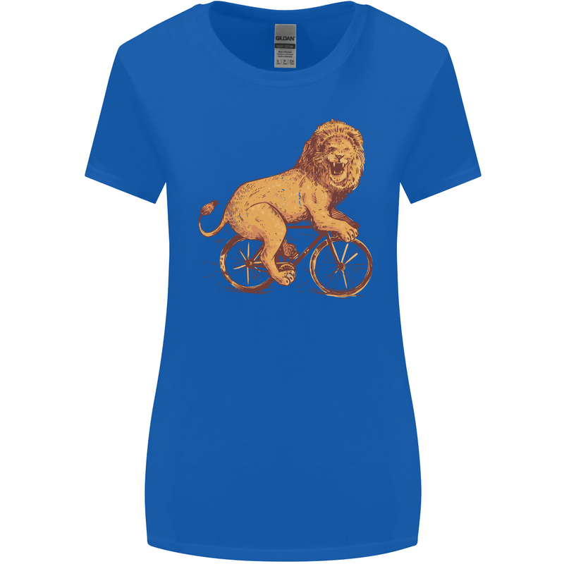 Cycling A Lion Riding a Bicycle Womens Wider Cut T-Shirt Royal Blue