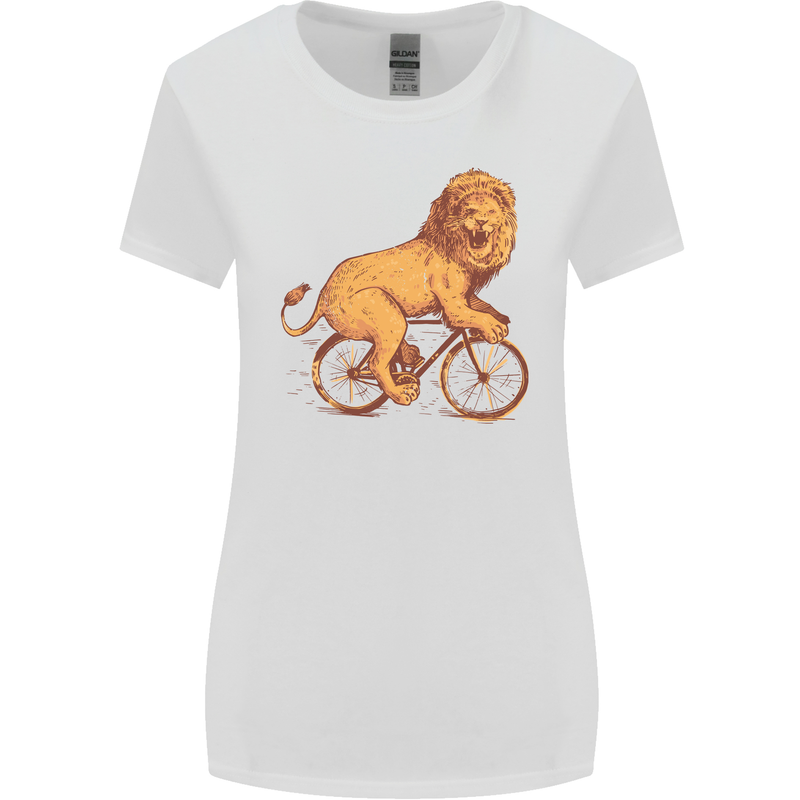 Cycling A Lion Riding a Bicycle Womens Wider Cut T-Shirt White