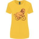 Cycling A Lion Riding a Bicycle Womens Wider Cut T-Shirt Yellow