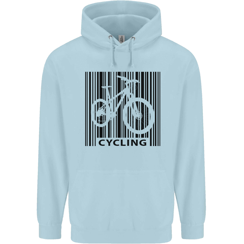 Cycling Barcode Cyclist Bicycle Childrens Kids Hoodie Light Blue