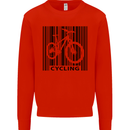 Cycling Barcode Cyclist Bicycle Kids Sweatshirt Jumper Bright Red