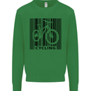 Cycling Barcode Cyclist Bicycle Kids Sweatshirt Jumper Irish Green