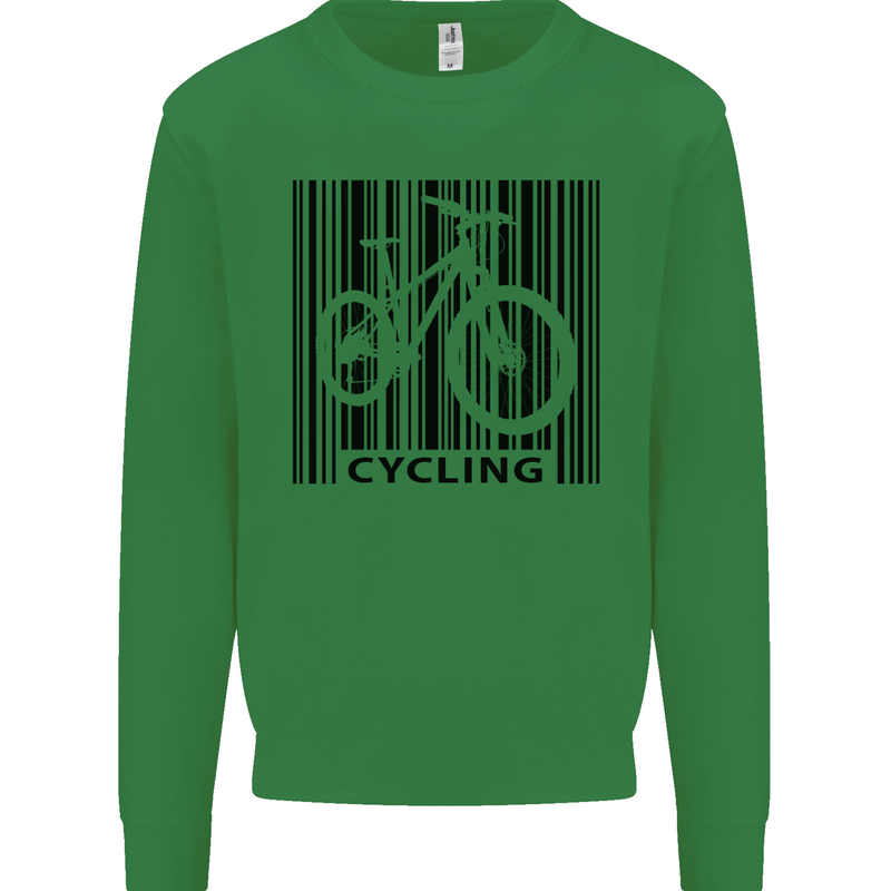Cycling Barcode Cyclist Bicycle Kids Sweatshirt Jumper Irish Green