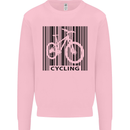 Cycling Barcode Cyclist Bicycle Kids Sweatshirt Jumper Light Pink