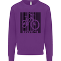 Cycling Barcode Cyclist Bicycle Kids Sweatshirt Jumper Purple