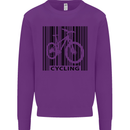 Cycling Barcode Cyclist Bicycle Kids Sweatshirt Jumper Purple